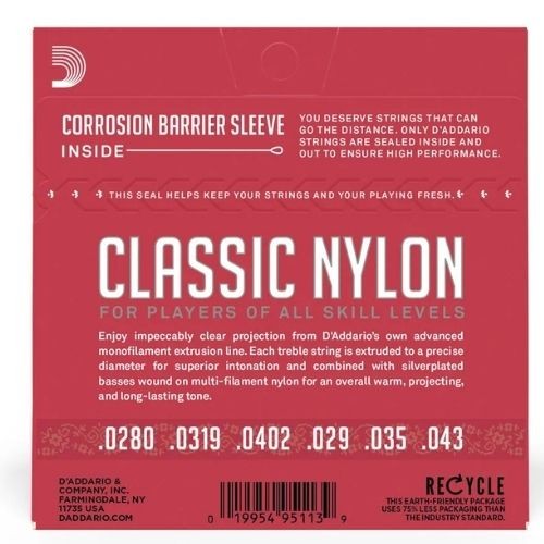 Encordoamento Violão Nylon D'addario Classic Ej27n Tensão Normal 
