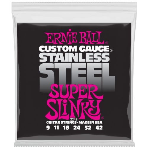 Encordoamento Ernie Ball Super Slinky Stainless Steel 009–042 P02248 Para Guitarra 