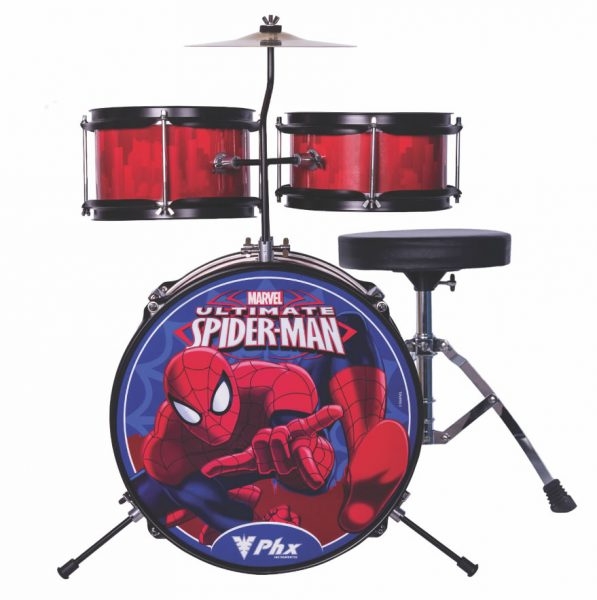 Bateria Infantil Phx Spider Man 3 Peças 