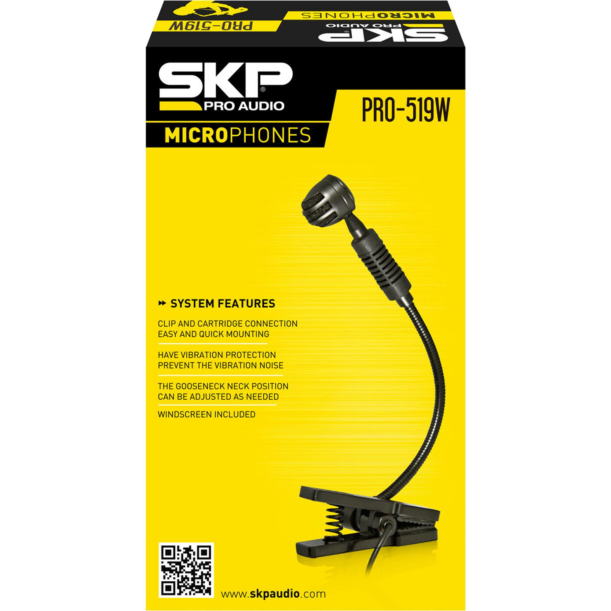 Microfone Para Instrumentos de Sopro Pro-519w Preto Skp 