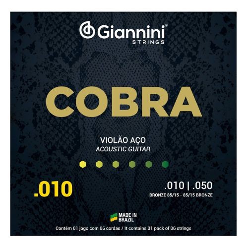 Encordoamento Giannini Cobra Geefle Para Violão Aço – Bronze 85/15 – .010 