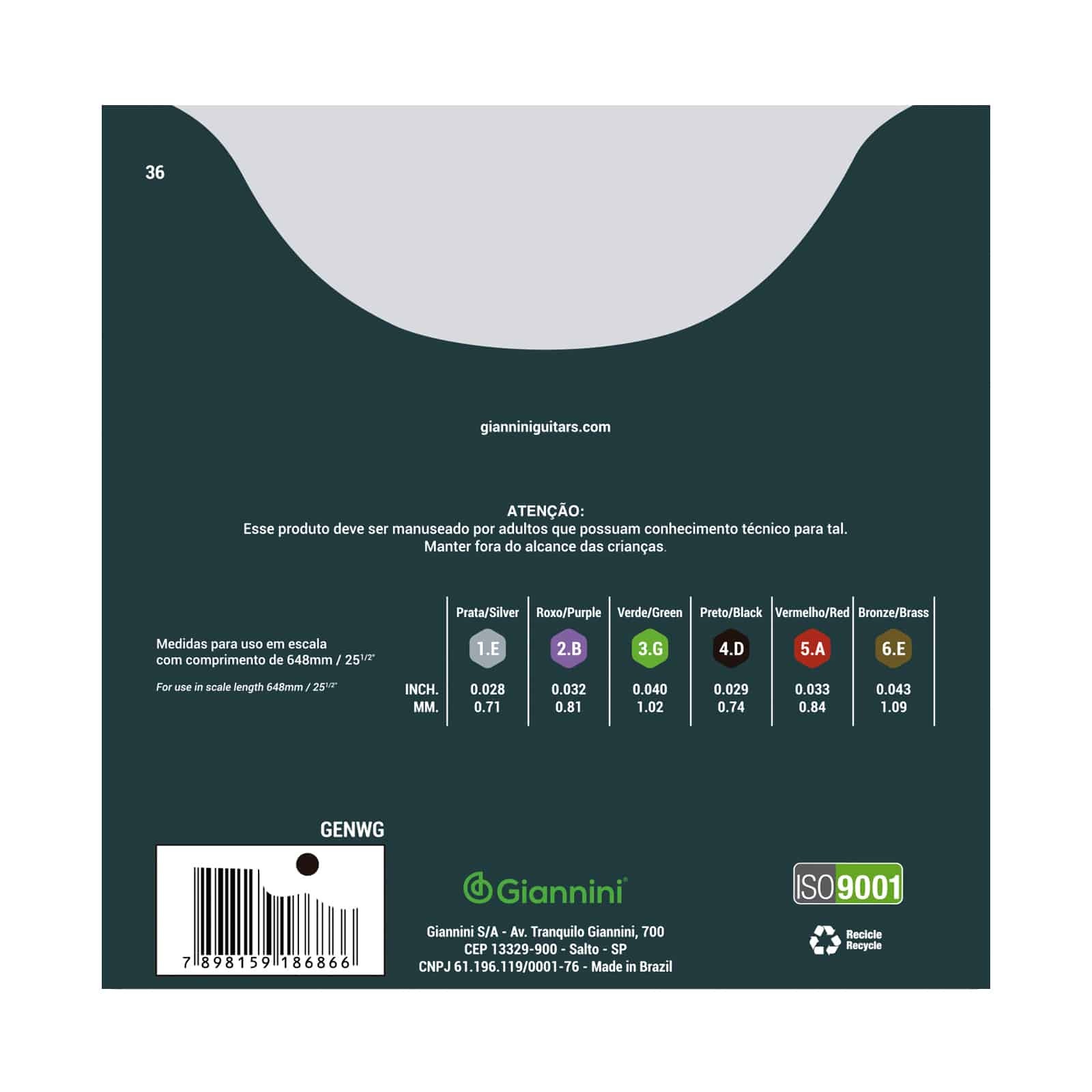 Encordoamento Giannini Violão Nylon Preto Ouro C/bol Genwbg 