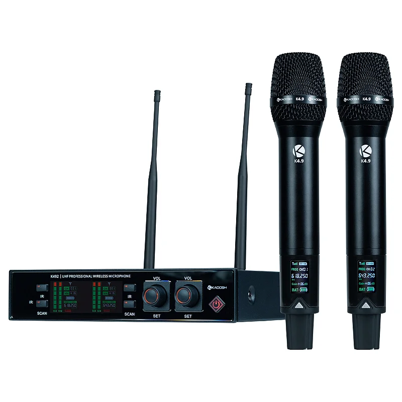 Microfone Sem Fio Duplo Recarregável Kadosh K492mr Uhf 